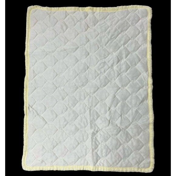 Vintage Baby Blanket Crib Toddler Bedding Dutch Yellow Pink 1950s Kitschy - Picture 3 of 10